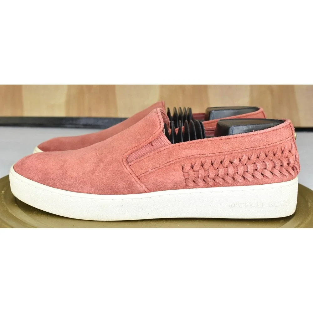 Michael Kors Stevie Women Shoes Size 8.5 Terracotta Suede Slip On Sneaker